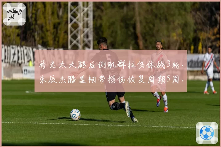 蒋光太大腿后侧肌群拉伤休战3轮,朱辰杰膝盖韧带损伤恢复周期5周,国足防线核心缺阵